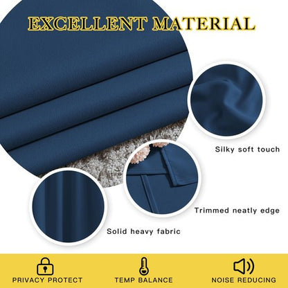 NICETOWN Blackout Thick Window Curtains - (W52 x L120, Moroccan Blue, 2 Panels) Thermal Insulated Grommet Drape Longer Panels for Bedroom and Living Room