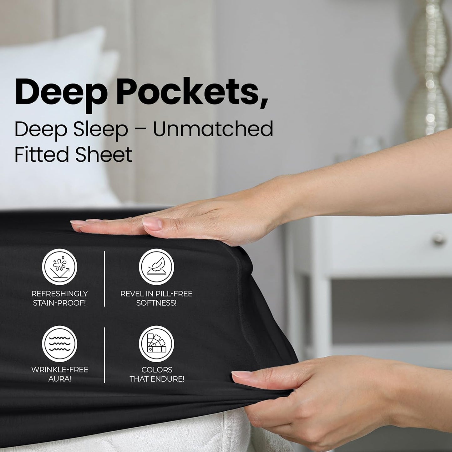 Utopia Bedding Full Fitted Sheet - Deep Pocket Microfiber - Soft, Shrinkage & Fade Resistant - Black