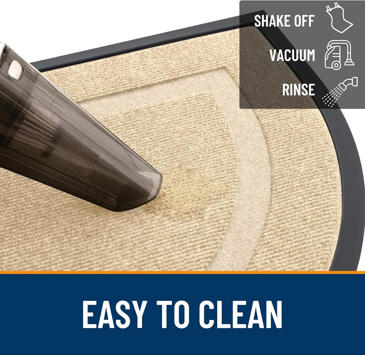 OLANLY Half Circle Door Mat - Waterproof All-Season Indoor/Outdoor Welcome Mat | 29.5x17, Beige