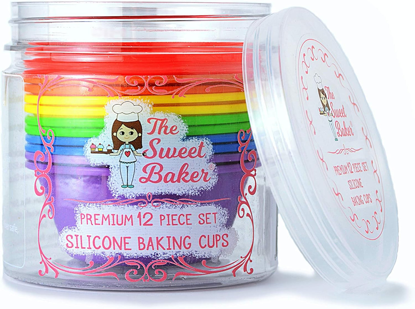Professional Silicone Baking Cups - Premium 12 Piece Set | Reusable Muffin & Cupcake Pans | BPA Free