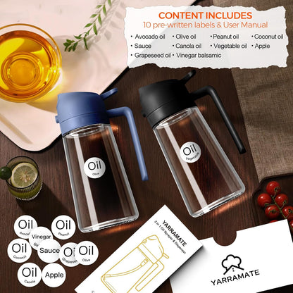 YARRAMATE Glass Olive Oil Sprayer - 16oz Premium Food Grade Dispenser for Cooking & BBQ (Navy)