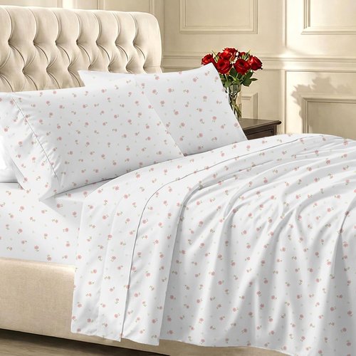 California Design Den Twin XL Bed Sheets Set - 100% Cotton, 400 Thread Count, Smooth Sateen Finish, Floral Design