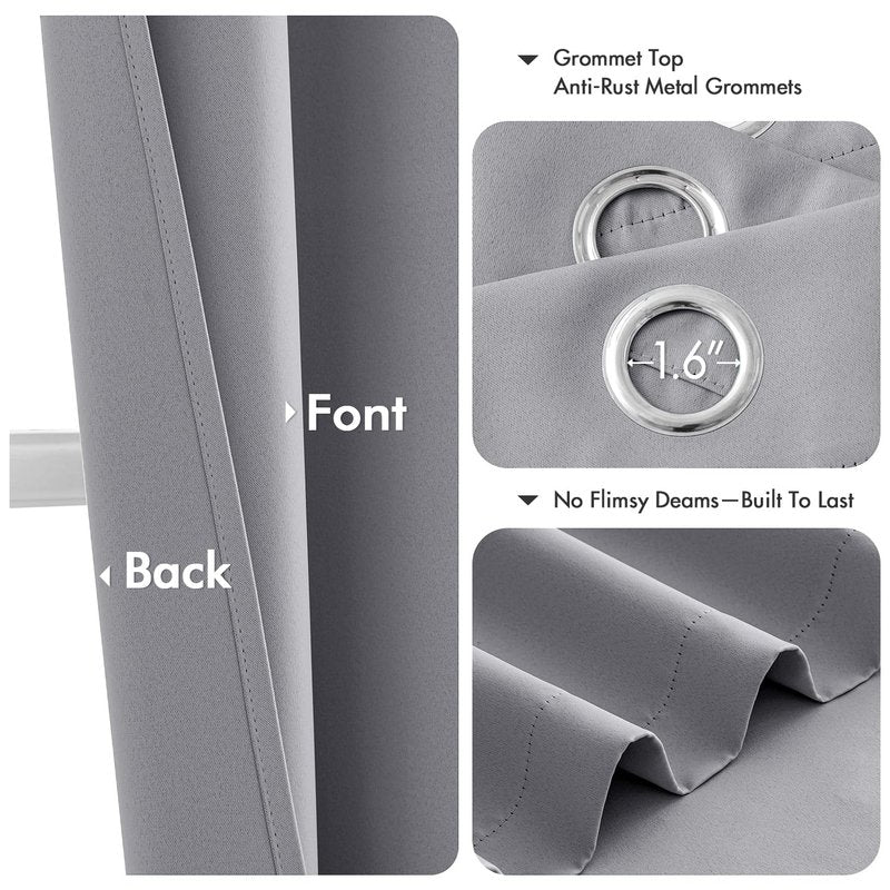 MIULEE Light Grey Blackout Curtains for Bedroom Living Room 45 Inches Long 2 Panels, Thermal Insulated Room Darkening Drapes Solid Grommet Noise Reduction Light Blocking Window Treatments 40x45 Inch