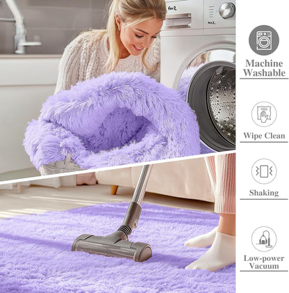 OLANLY Large Area Rug - Soft Fluffy Shaggy Indoor Carpet for Living Room & Bedroom | Light Purple 6x9