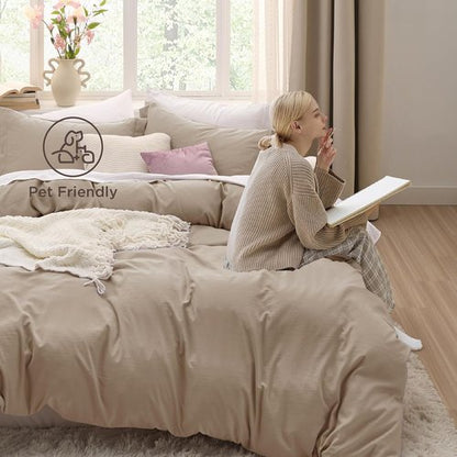 Bedsure Light Brown Duvet Cover Set - Extra Soft Twin/Twin XL Bedding with Zipper Closure & Pillow Sham
