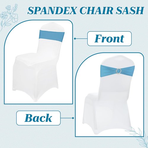 MDS Spandex Chair Sashes - Universal Fit Elastic Stretch Ties with Buckle for Weddings | Blue, Pack of 200