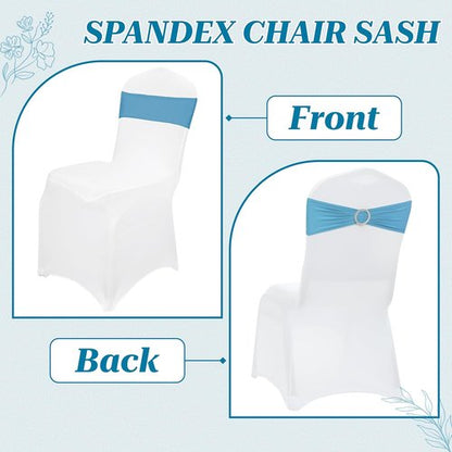 MDS Spandex Chair Sashes - Universal Fit Elastic Stretch Ties with Buckle for Weddings | Blue, Pack of 200