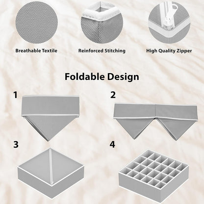 Simple Houseware Underwear Organizer - 7-Piece Drawer Divider Set in Gray for Neat Storage