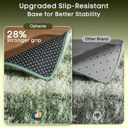 Ophanie Area Rug - Fluffy Shag Soft Carpet for Living Room | 5x7 Green and White Design