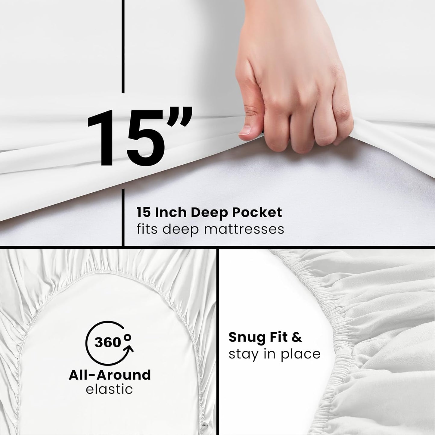 Utopia Bedding King Fitted Sheet - Deep Pocket Microfiber for Ultimate Comfort - Easy Care White