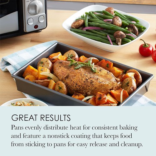 Chicago Metallic Non-Stick Toaster Oven Set - 4-Piece Baking Essentials for Perfect Meals
