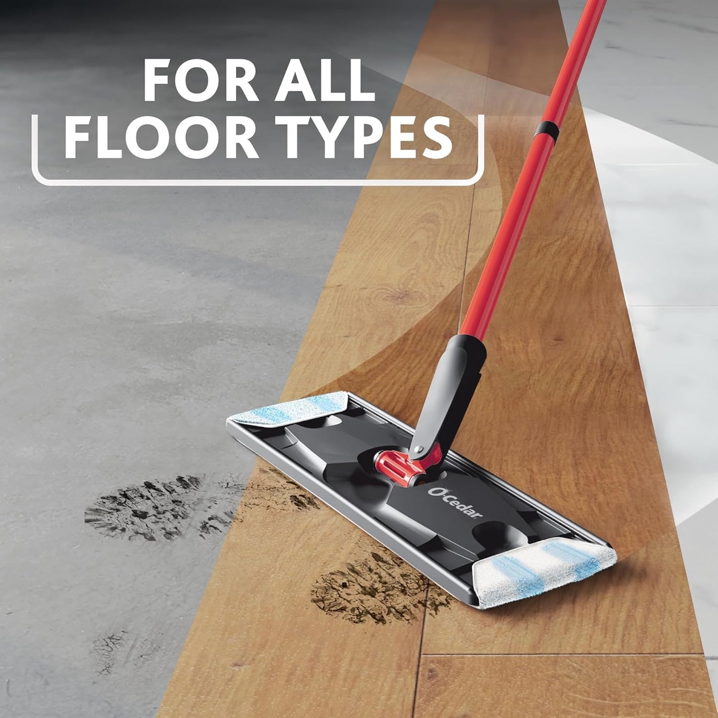 O-Cedar H2prO Flat Mop System - Quick Cleaning Tool with Machine Washable Microfiber Pad | Safe for Wood, Vinyl, Tile