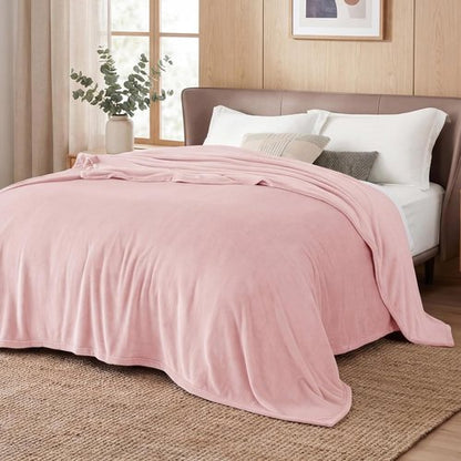 Bedsure GentleSoft Fleece Bed Blanket - Cozy Plush Microfiber Full Size Pink, 84x90 Inches