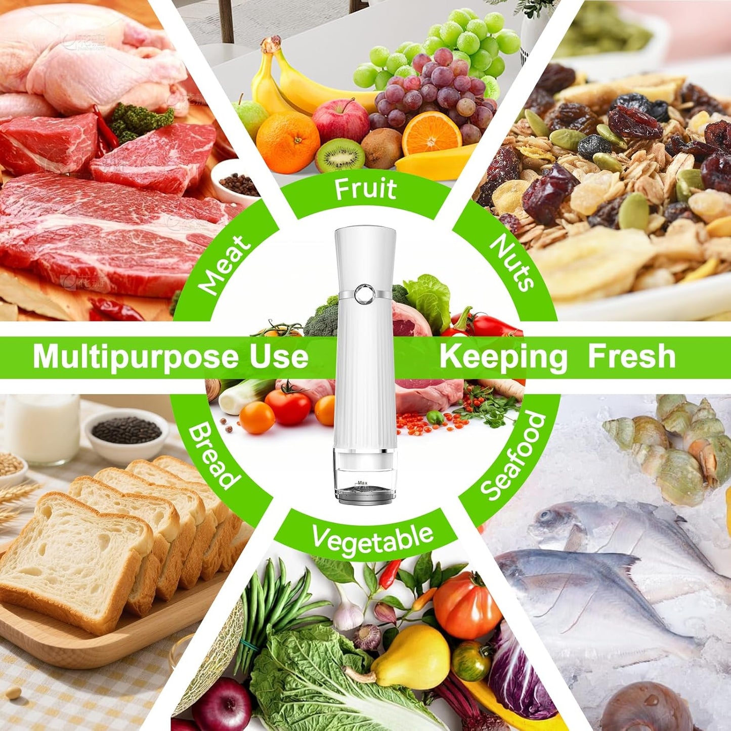 Skiennix Vacuum Sealer - Compact Handheld Food Saver with 40 Reusable Bags | 10X Freshness Preservation