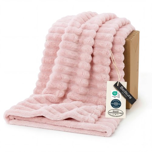 Bedsure GentleSoft Crystal Pink Throw Blanket for Couch - Cozy Soft Blankets for Women, Cute Small Throws for Girls, 50x70 Inches