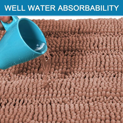 H.VERSAILTEX Bath Rugs for Bathroom Non Slip Bath Mats Extra Thick Chenille Striped Rug 20" x 32" Absorbent Non Skid Fluffy Soft Shaggy Washable Dry Fast Plush Mat for Indoor, Bath Room - Muted Clay