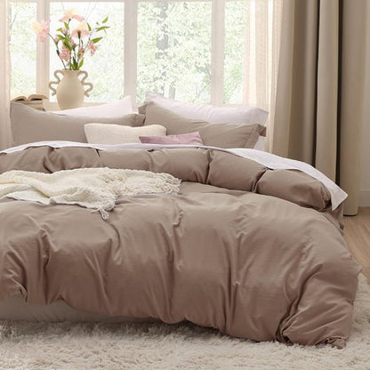 Bedsure Khaki Duvet Cover Set - Extra Soft Prewashed Cotton-Like Polyester | Twin/Twin XL, 2 Pieces