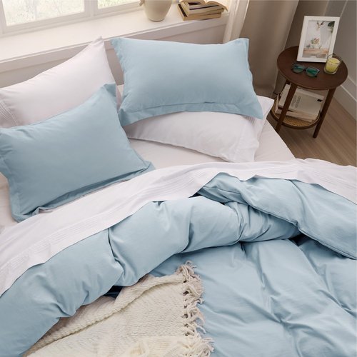 Bedsure Sky Blue Duvet Cover King Size - 3 Pieces Prewashed Cotton-Like Polyester Extra Soft Bedding Set, Includes 1 Duvet Cover 104x90 Inches with Zipper Closure & 2 Pillow Shams, No Comforter
