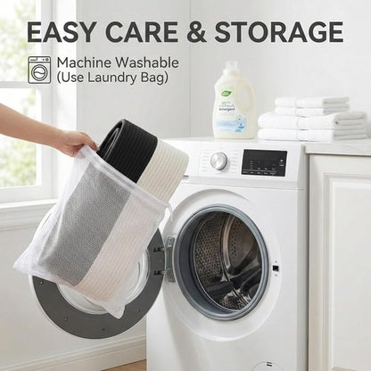 JMvicyroam 65L Extra Large Blanket Basket - Woven Cotton Rope Laundry Hamper with Handles | Machine Washable, White & Black