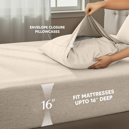 Utopia Bedding King Size Sheet Set - Soft & Breathable 4-Piece Microfiber Bed Sheets | Oeko Tex (Heather Beige)