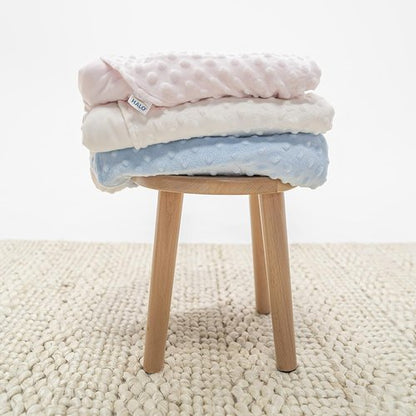 HALO Sleepsack Swaddle - Plush Dot Velboa 3-Way Adjustable Blanket | TOG 3.0 for Cool Climates, Blue, Newborn 0-3 Months