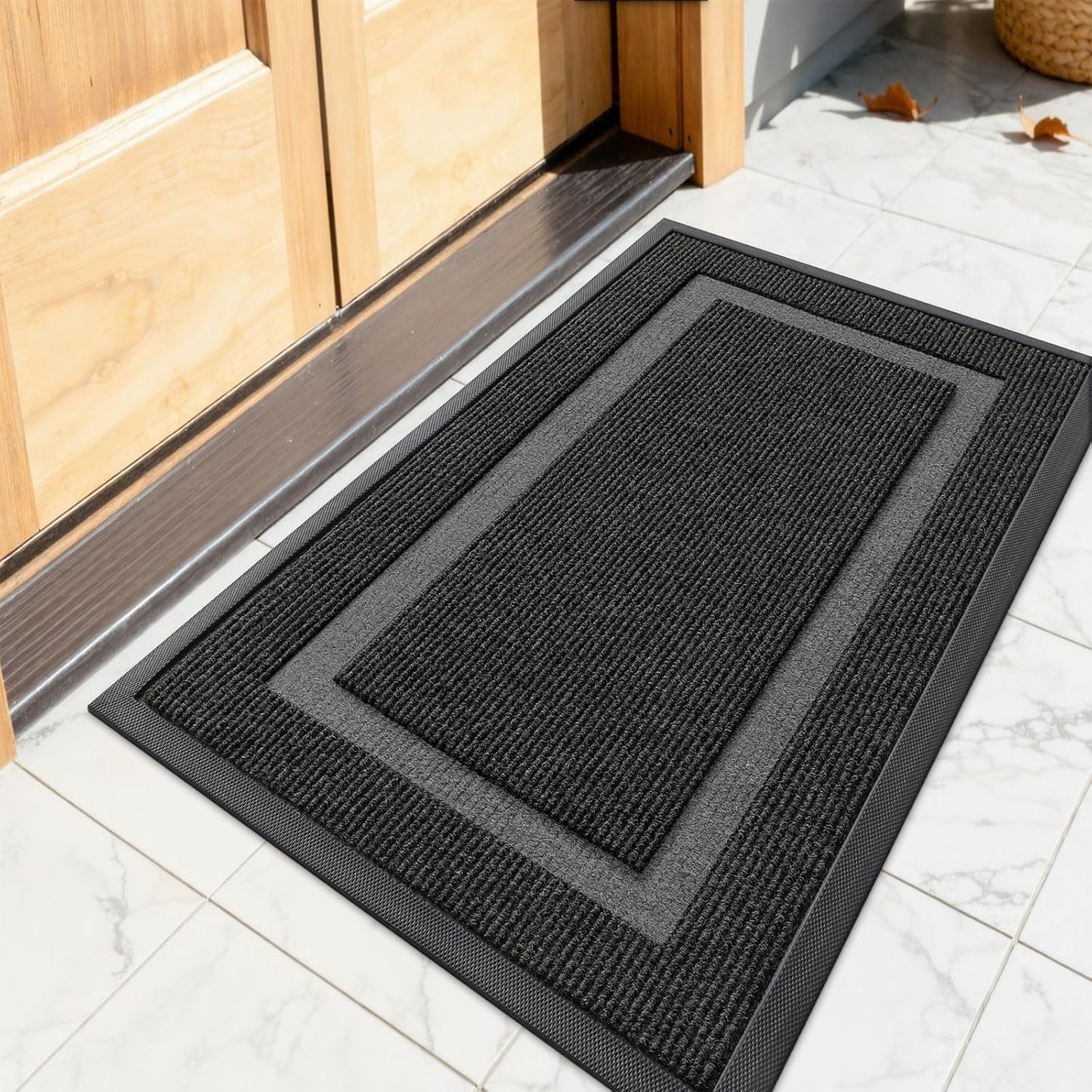 OLANLY Waterproof Front Door Mat - All-Season, Fade Resistant, Easy Clean | 23.5x15.5 Inches, Black