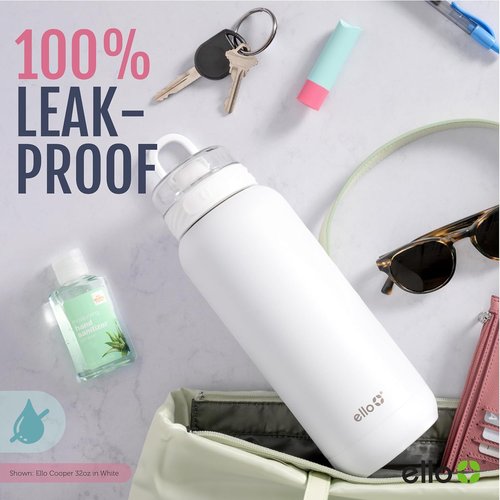 Ello Cooper 40oz Stainless Steel Water Bottle - Double Walled, Vacuum Insulated, Leak Proof | Halogen Blue