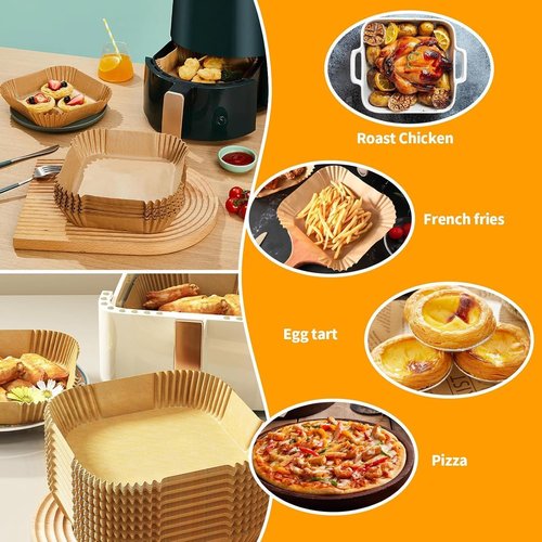 Air Fryer Liners 200 Pcs - 8.7" Square Non-Stick Parchment Paper for Baking & Roasting