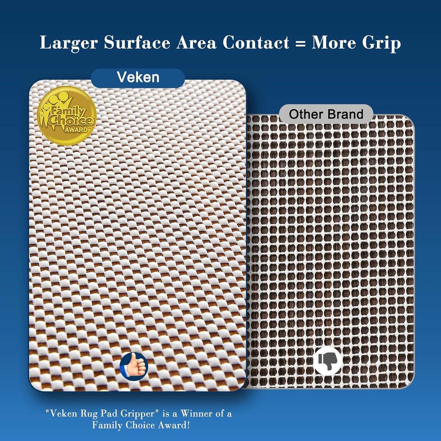 Veken Round Rug Pad Gripper - 7x7 Ft Non-Slip Mat for Hardwood & Tile Floors | Thick Anti-Skid Design