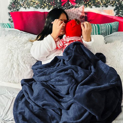 Bedsure GentleSoft Fleece Blanket - Cozy Navy Blue Plush King Size Blanket, 102x96 Inches