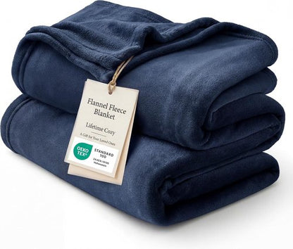 Bedsure GentleSoft Fleece Blanket - Cozy Navy Blue Plush King Size Blanket, 102x96 Inches