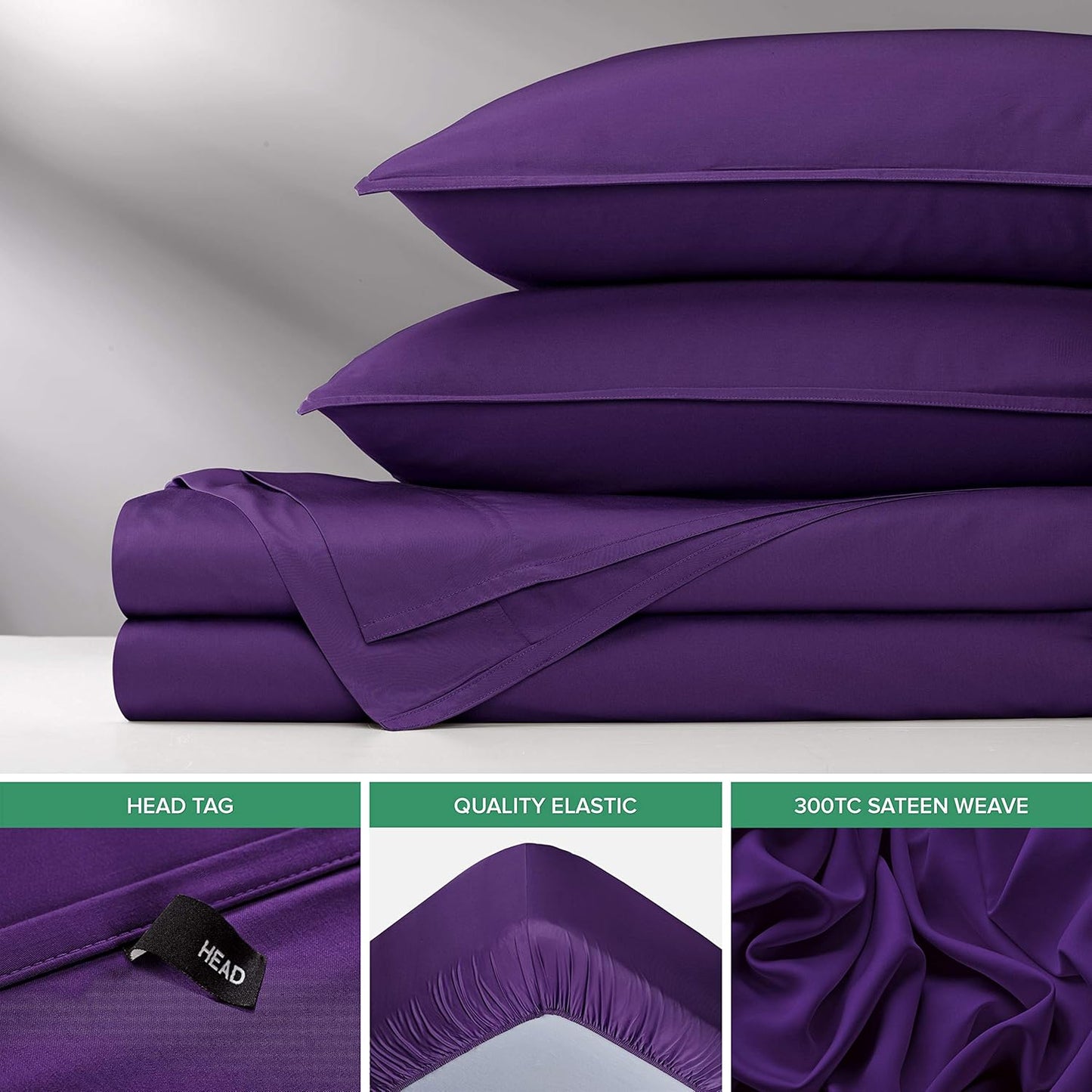 Pure Bamboo King Sheets - Luxuriously Soft & Cooling 100% Organic Viscose Bed Sheet Set | 2-Year Quality Promise (King, Purple)