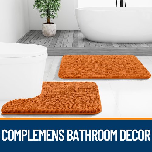 OLANLY Bathroom Rugs 24x16, Extra Soft Absorbent Chenille Bath Rugs, Rubber Backing Quick Dry, Machine Washable Bath Mats for Bathroom Floor, Tub and Shower, Home Decor Accessories, Clay