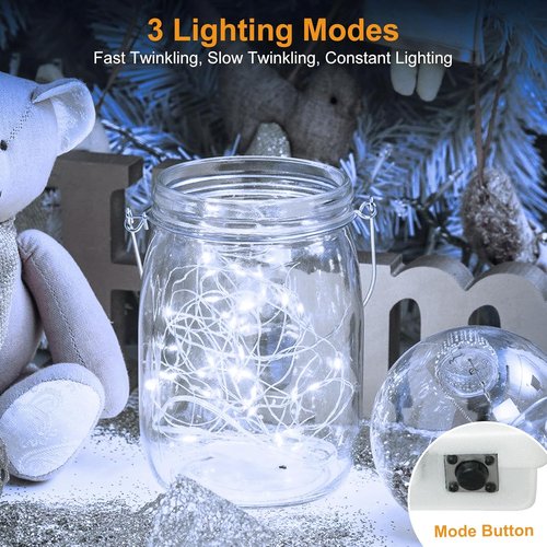 Btfarm Fairy Lights - 6 Pack Battery Operated Twinkle Lights | 7ft Waterproof Silver Wire for Christmas & Weddings