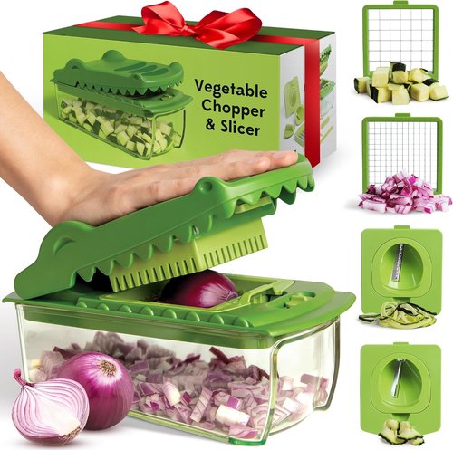 Fullstar Vegetable Chopper & Slicer | Multifunctional Crocodile Onion Cutter - Cool Kitchen Gadget