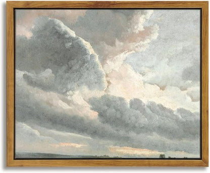 InSimSea Framed Canvas Wall Art - Vintage Clouds and Sunset Paintings for Home, Office, Bedroom | 8x10