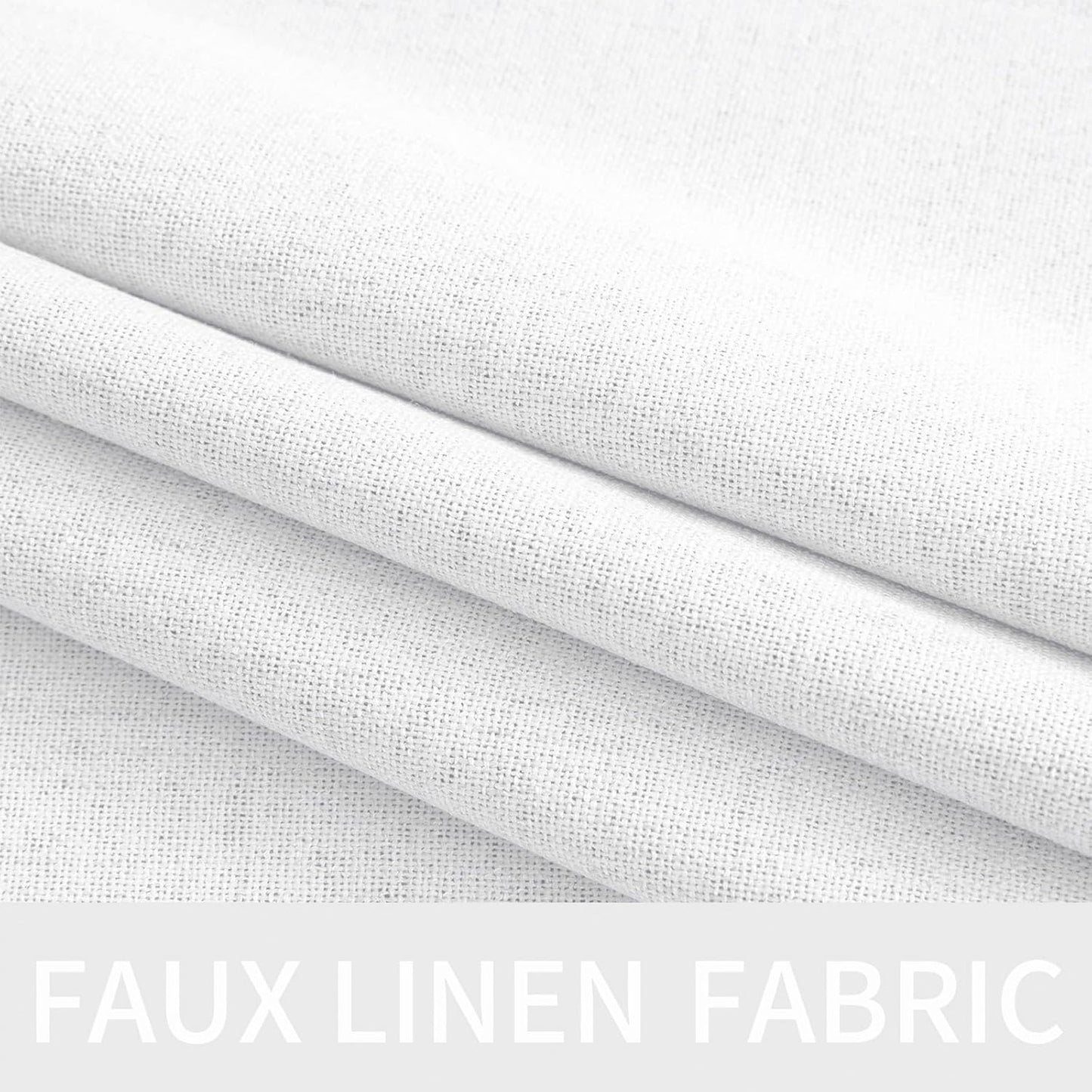 MIULEE Blackout Linen Textured Curtains - Thermal Insulated Room Darkening Drapes | Bright White, 52 x 84 Inch (2 Panels)
