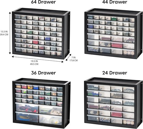 IRIS USA Small Parts Storage Cabinet - 64-Drawer Organizer for Hardware, Crafts & More | Black