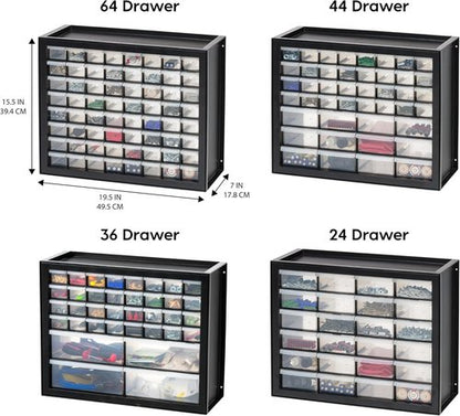 IRIS USA Small Parts Storage Cabinet - 64-Drawer Organizer for Hardware, Crafts & More | Black