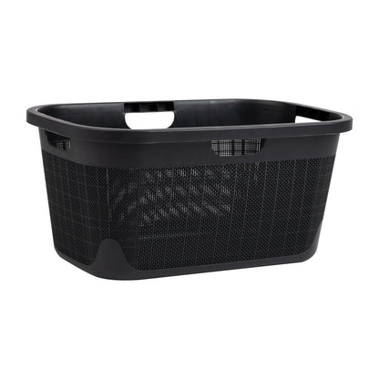 Mind Reader 40L Laundry Basket - Stylish Linen Design Clothes Hamper with Handles | Black