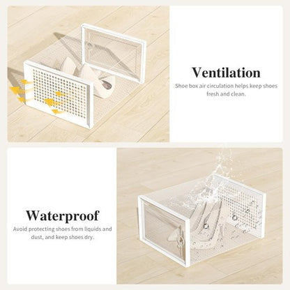 Kuject X-Large Shoe Storage Boxes - Clear Plastic Stackable 12-Pack | Sneaker & Toy Organizer Bins