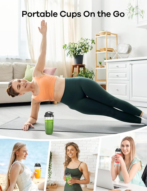Ganiza Blender - Personal Smoothie Maker with 3 Portable Cups | 14-Piece Set for Nutritious Shakes