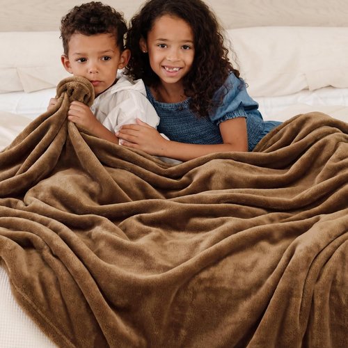 Bedsure GentleSoft Fleece Blanket - Cozy Orange Queen Size Microfiber Throw, 90x90 Inches