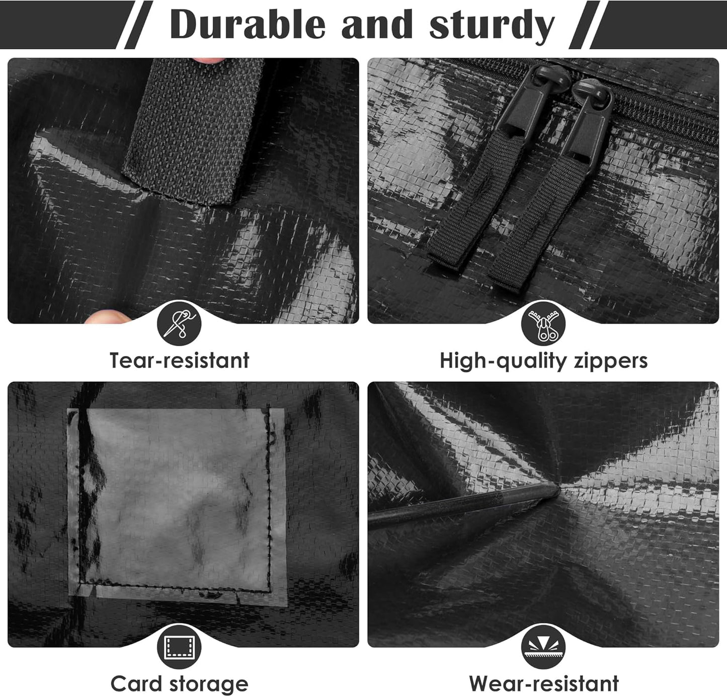 Skiennix 6 Pack Moving Bags - Extra Large 93L Waterproof Storage Totes for Home & College | Black