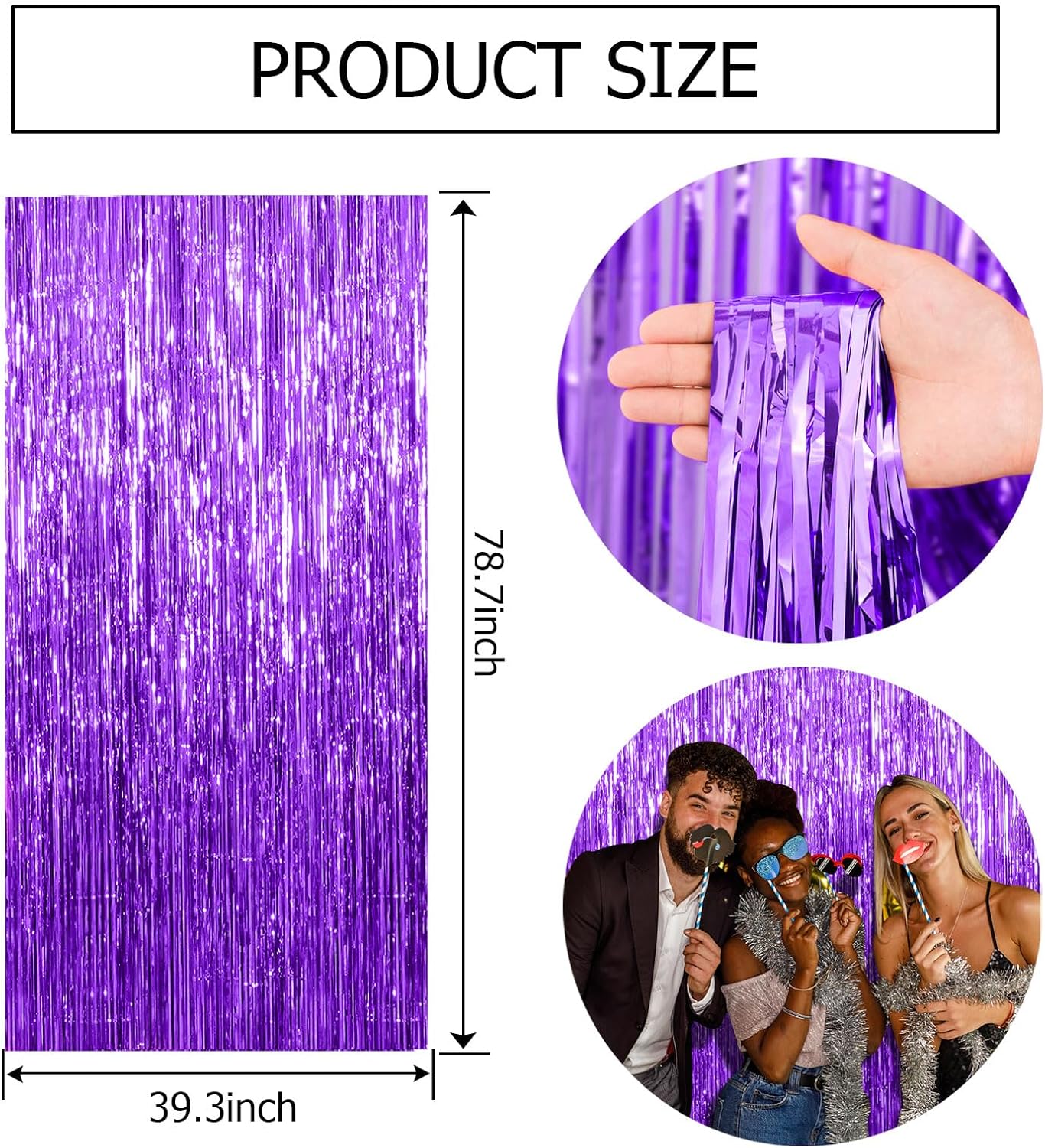 Purple Tinsel Streamers by [Brand Name] - 20 Pack Foil Fringe Backdrop for Parties & Celebrations