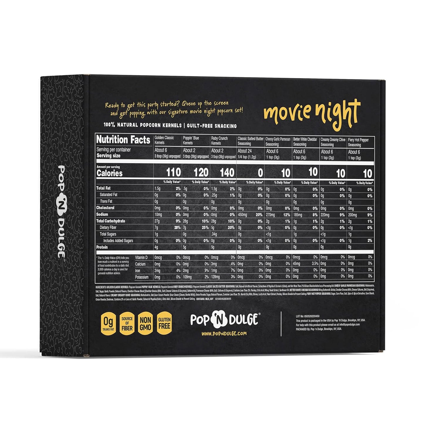 Pop n' Dulge Gourmet Popcorn Gift Set - 16 Pcs with 5 Non-GMO Kernels & Seasoning Packs | Perfect for Movie Nights & Housewarming Gifts