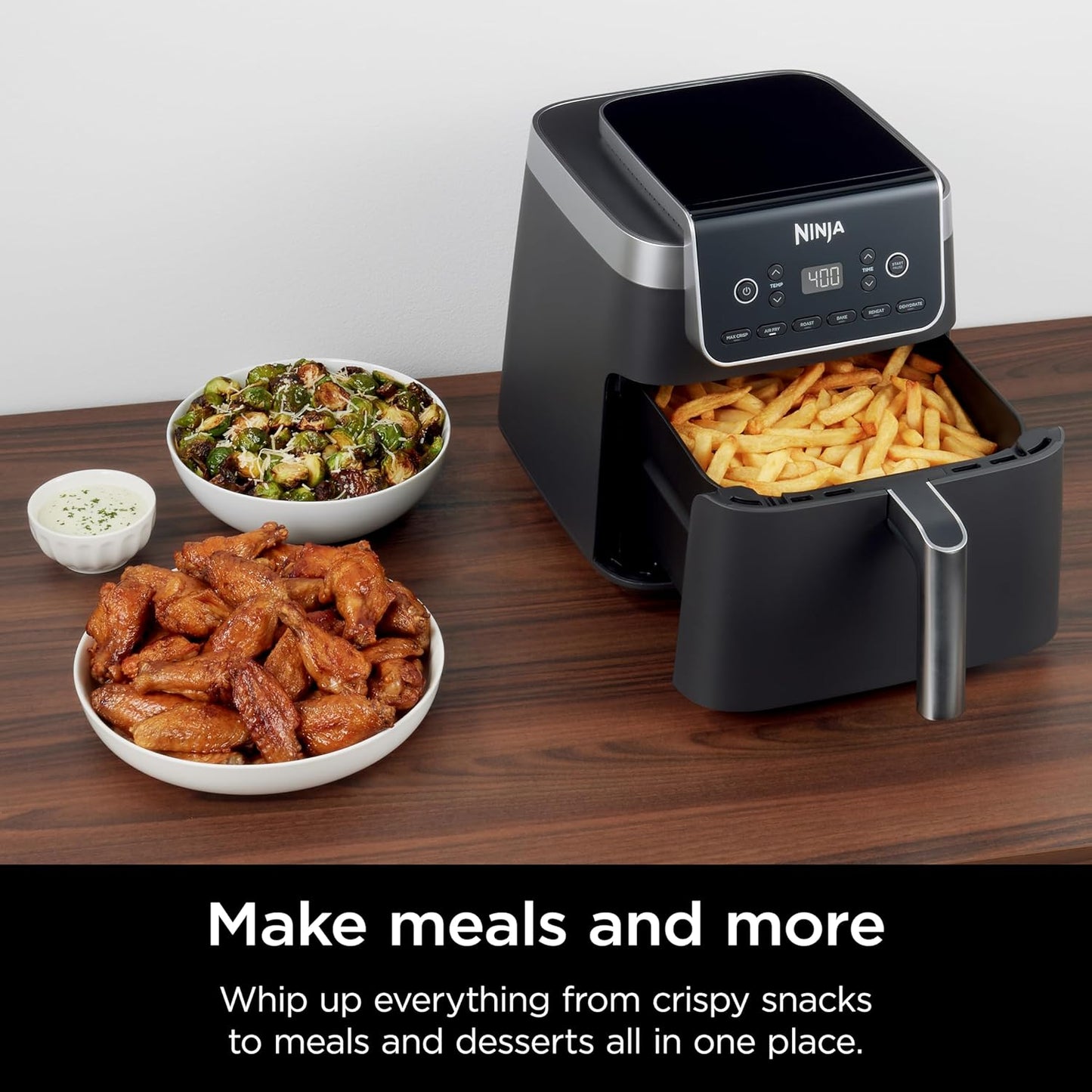 Ninja XL Air Fryer - 6.5 QT Capacity | 6-in-1 Cooking Functions | Nonstick Basket & Recipe Guide | Grey | AF181