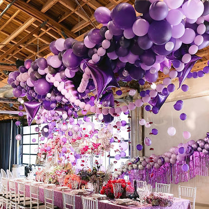 PartyWoo Purple Balloons - 140-Piece Lilac & Metallic Balloon Pack for Birthday & Party Decor | 18", 12", 10", 5" Sizes