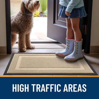 OLANLY Waterproof Front Door Mat - All-Season Indoor/Outdoor Doormat, Easy Clean, 47x32, Off-White