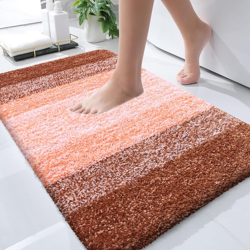 OLANLY Bathroom Runner Rugs Mat 59x24, Extra Soft Absorbent Microfiber Bath Rugs, Rubber Backing, Quick Dry, Washable Long Bath Mats for Bathroom Floor, Tub and Shower, Home Decor Accessories, Orange